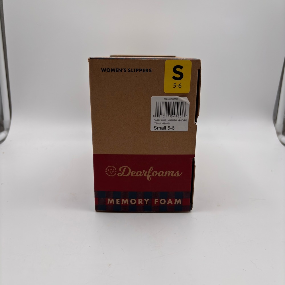 Dearfoams Memory Foam Women's Slippers Oatmeal Heather Size S 5-6 Easy On Off - Picture 3 of 8